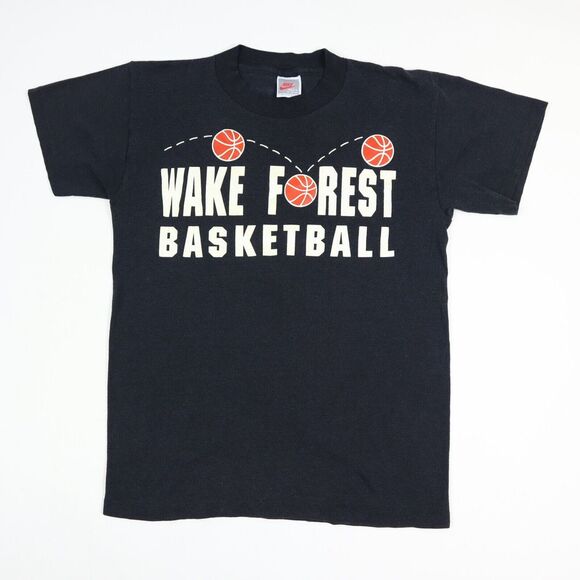 Vintage 90s Wake Forest Basketball NIKE Big Logo T-Shirt Single Stitch USA S - Picture 1 of 8